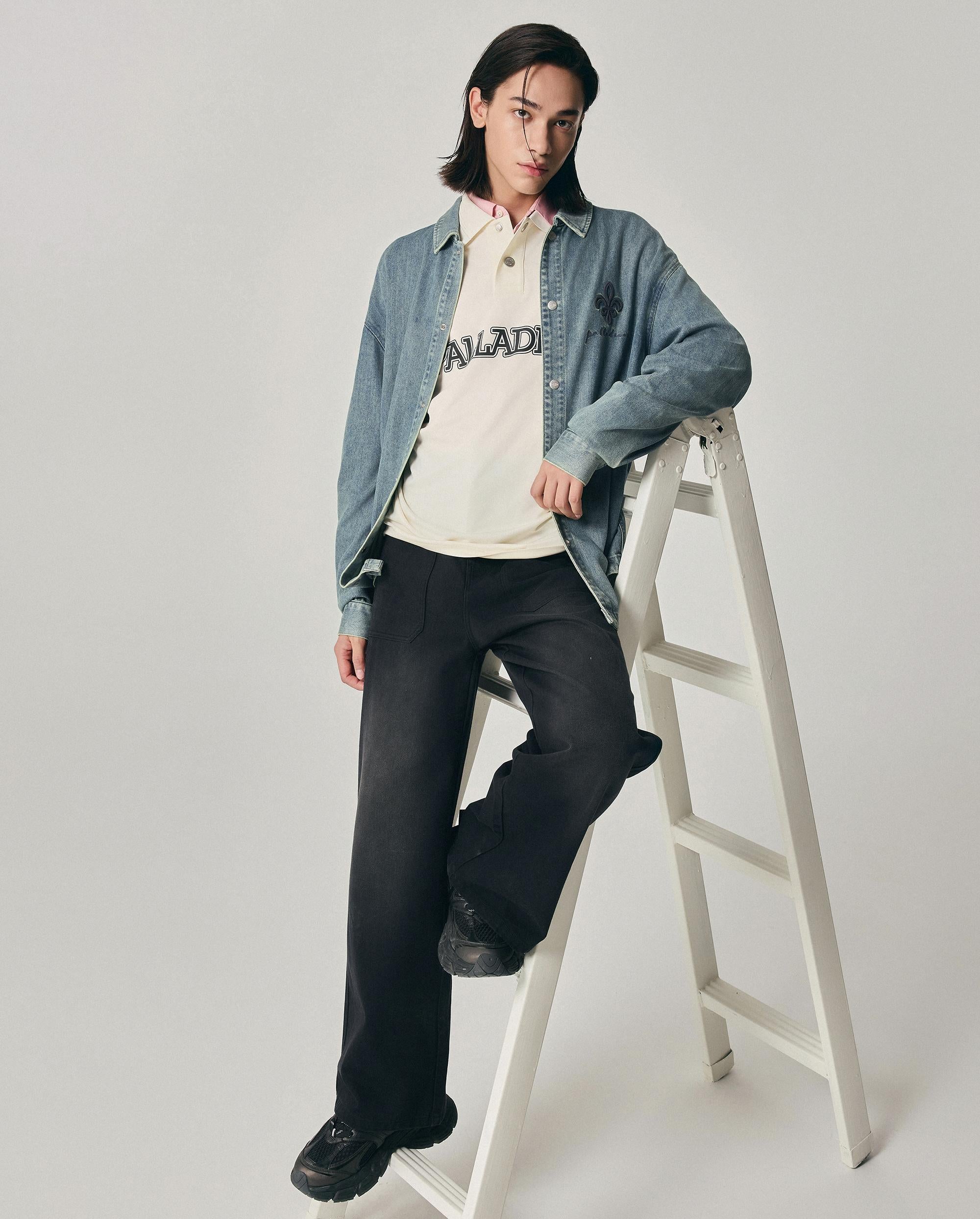 1011885-424 | MEN'S IRIS LOGO LOOSE FIT LONG SLEEVES SHIRT | BLUE SHADOW - Image 3