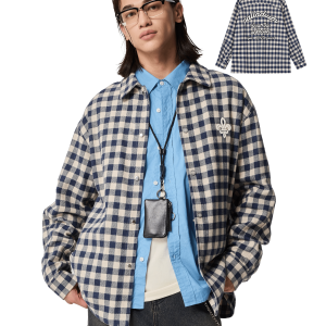 1011887-174 | MEN'S IRIS LOGO CHECKED LONG SLEEVES SHIRT | BU/WT