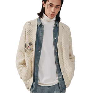 1011891-244 | MEN'S PALLADIUM LOGO V-NECK CARDIGAN | WHITECAP GRAY