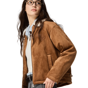 1911915-238 | WOMEN'S IRIS LOGO FAUX SUEDE FLEECE COLLAR JACKET | DACHSHUND