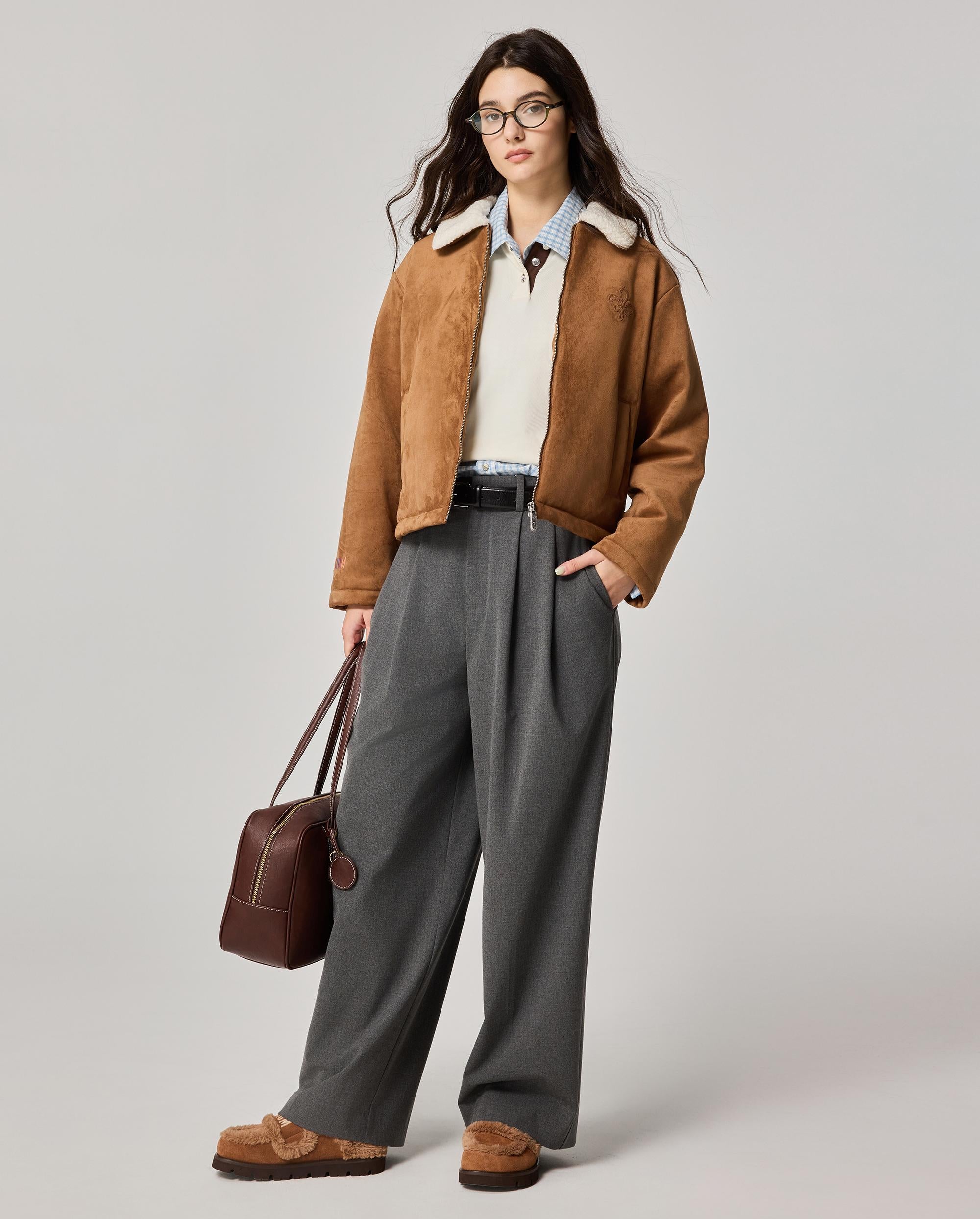 1911915-238 | WOMEN'S IRIS LOGO FAUX SUEDE FLEECE COLLAR JACKET | DACHSHUND - Image 3