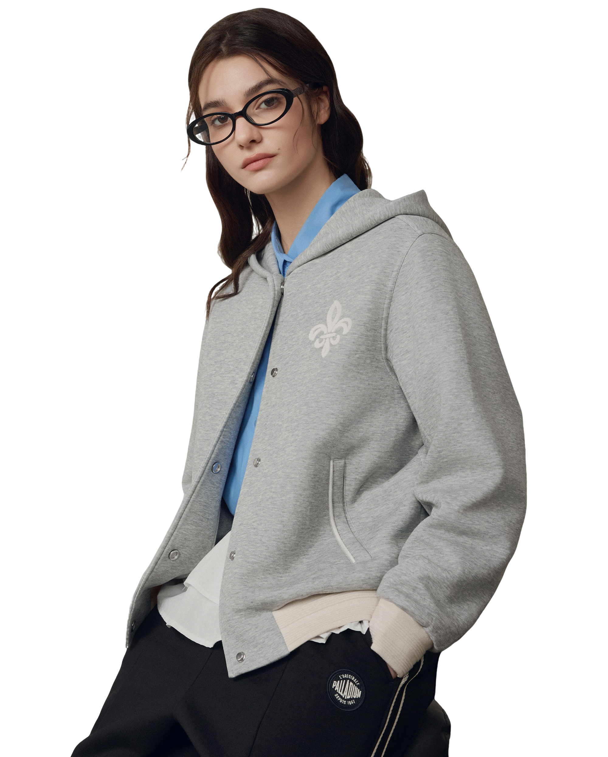1911947-081 | WOMEN'S LOGO LOOSE FIT SAILOR COLLAR HOODED JACKET | GREY