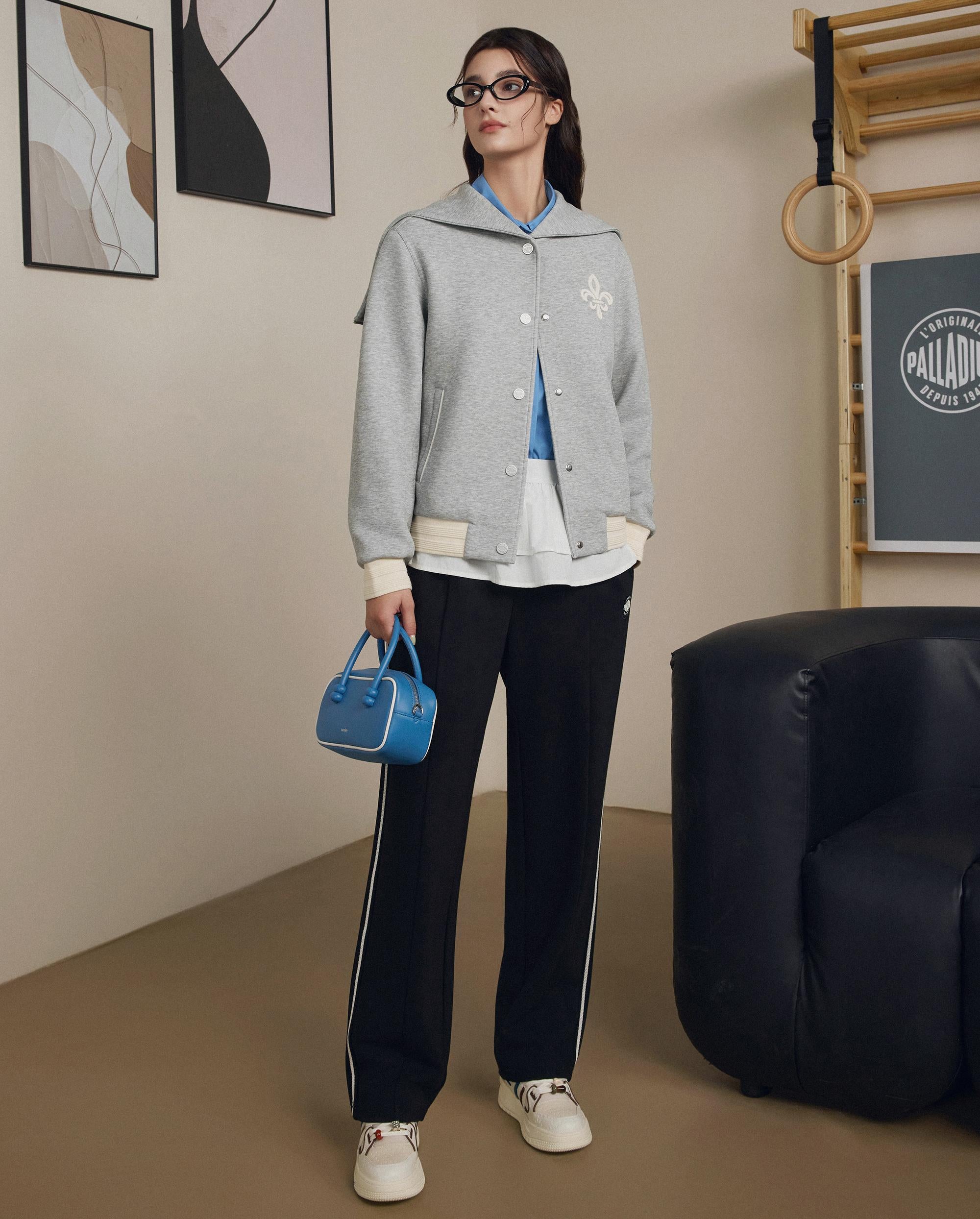 1911947-081 | WOMEN'S LOGO LOOSE FIT SAILOR COLLAR HOODED JACKET | GREY - Image 3