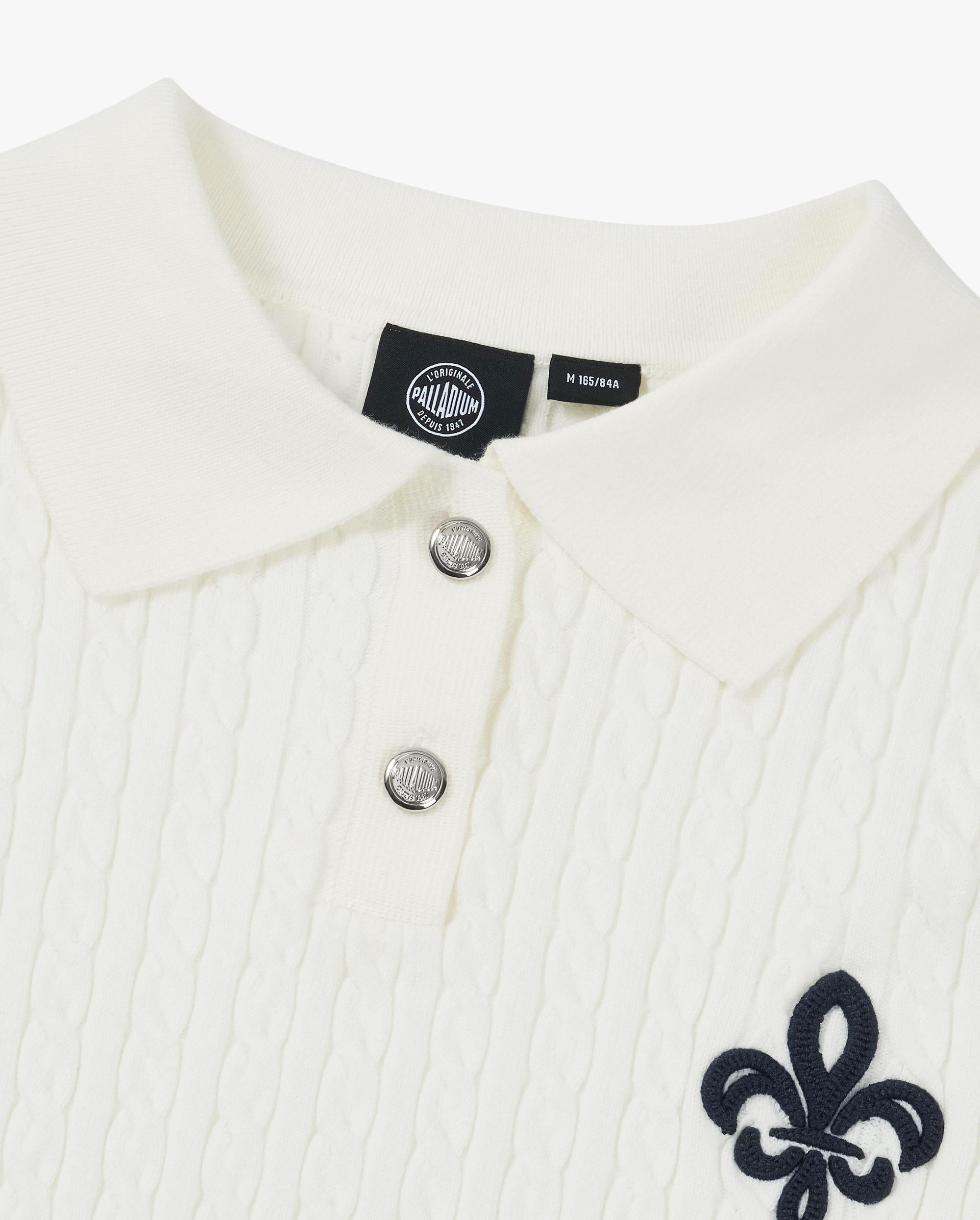 1911980-232 | WOMEN'S IRIS LOGO CABLE-KNIT POLO SWEATER | VANILLA ICE - Image 6