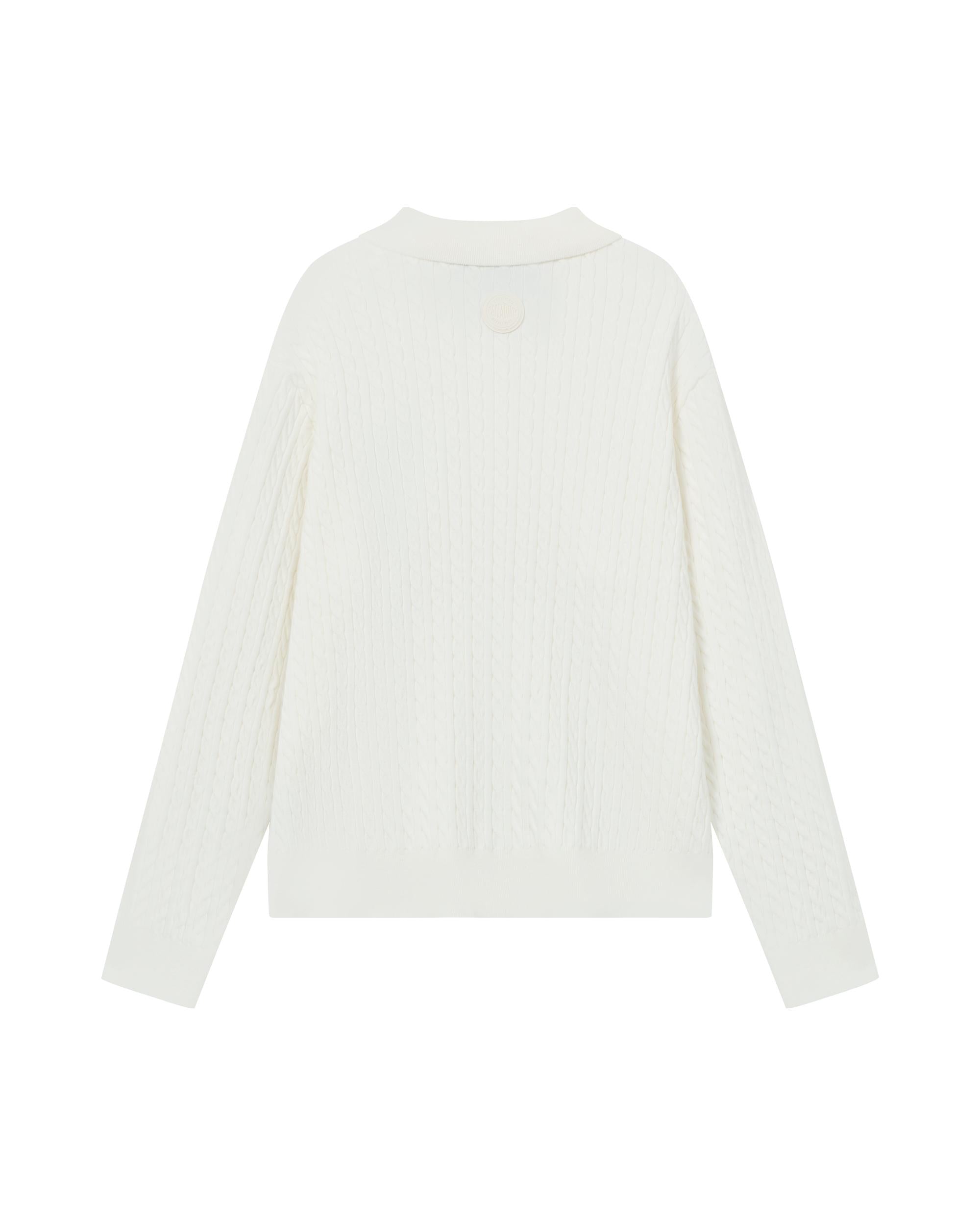 1911980-232 | WOMEN'S IRIS LOGO CABLE-KNIT POLO SWEATER | VANILLA ICE - Image 5