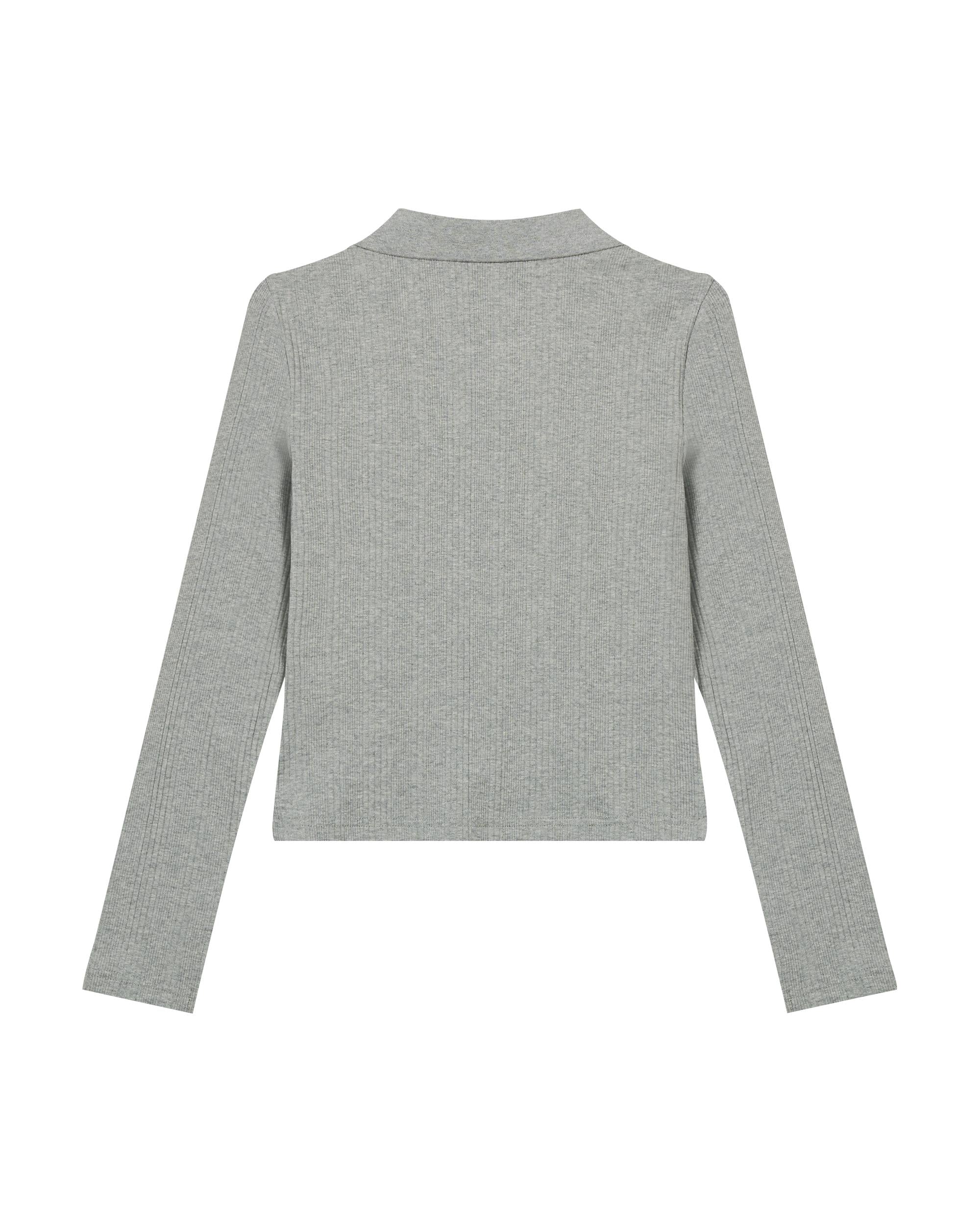 1912002-081 | WOMEN'S IRIS LOGO CROPPED LONG SLEEVES POLO TOP | GREY - Image 2