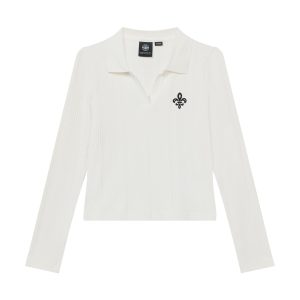 1912002-262 | WOMEN'S IRIS LOGO CROPPED LONG SLEEVES POLO TOP | MARSHMALLOW
